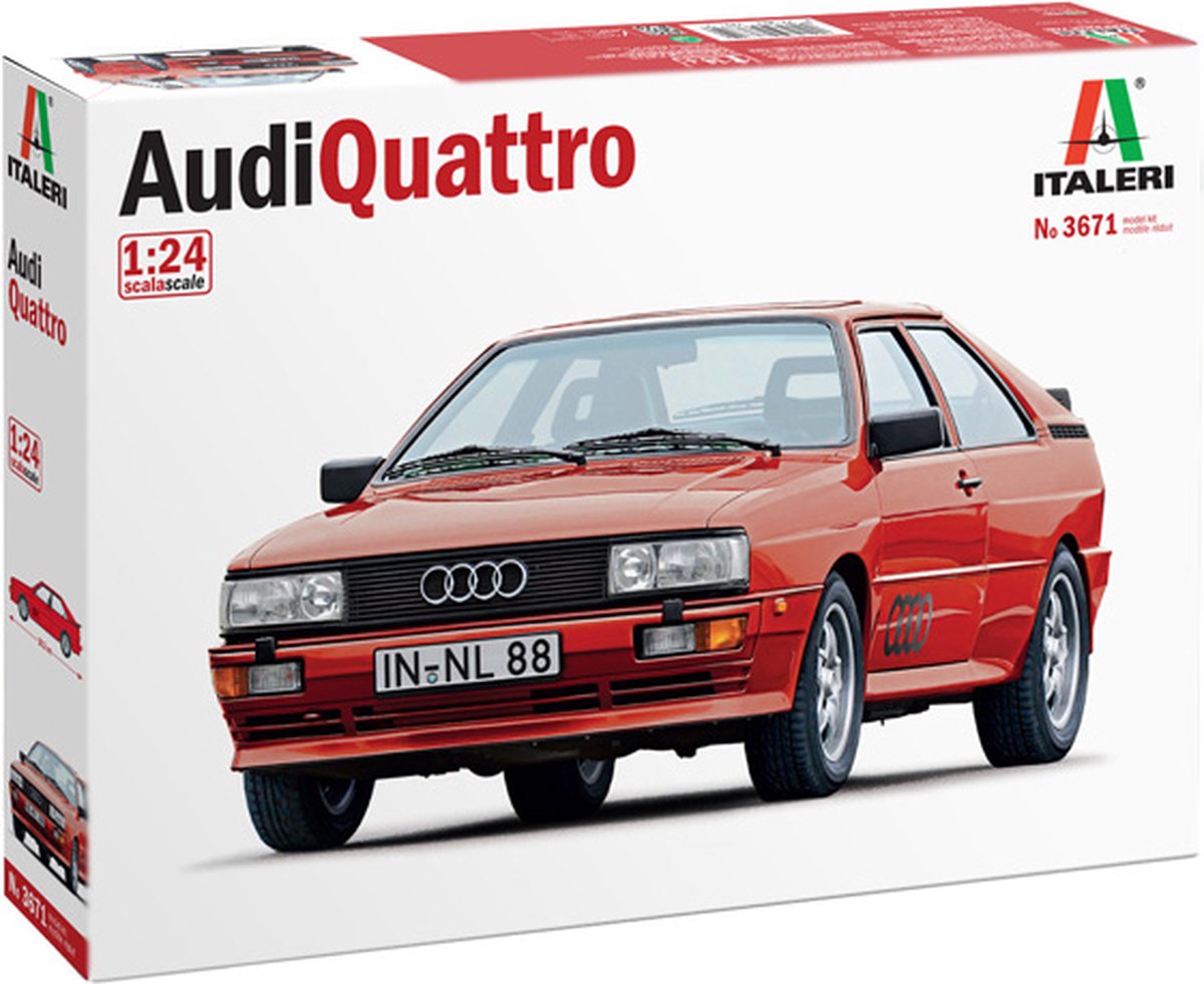 Italeri Modelbouwpakket Auto - 3671 Audi Quattro - Rood - Auto Plastic - 1:24 -