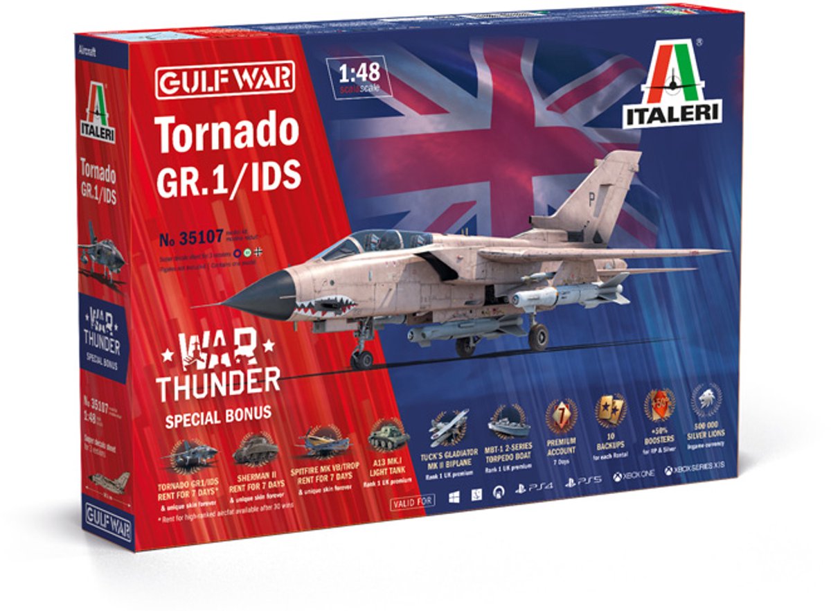 Italeri Modelbouwpakket Militaire voertuigen - 35107 Tornado GR.1/IDS - Straaljager - War Thunder Special BONUS! Plastic - 1:48 -