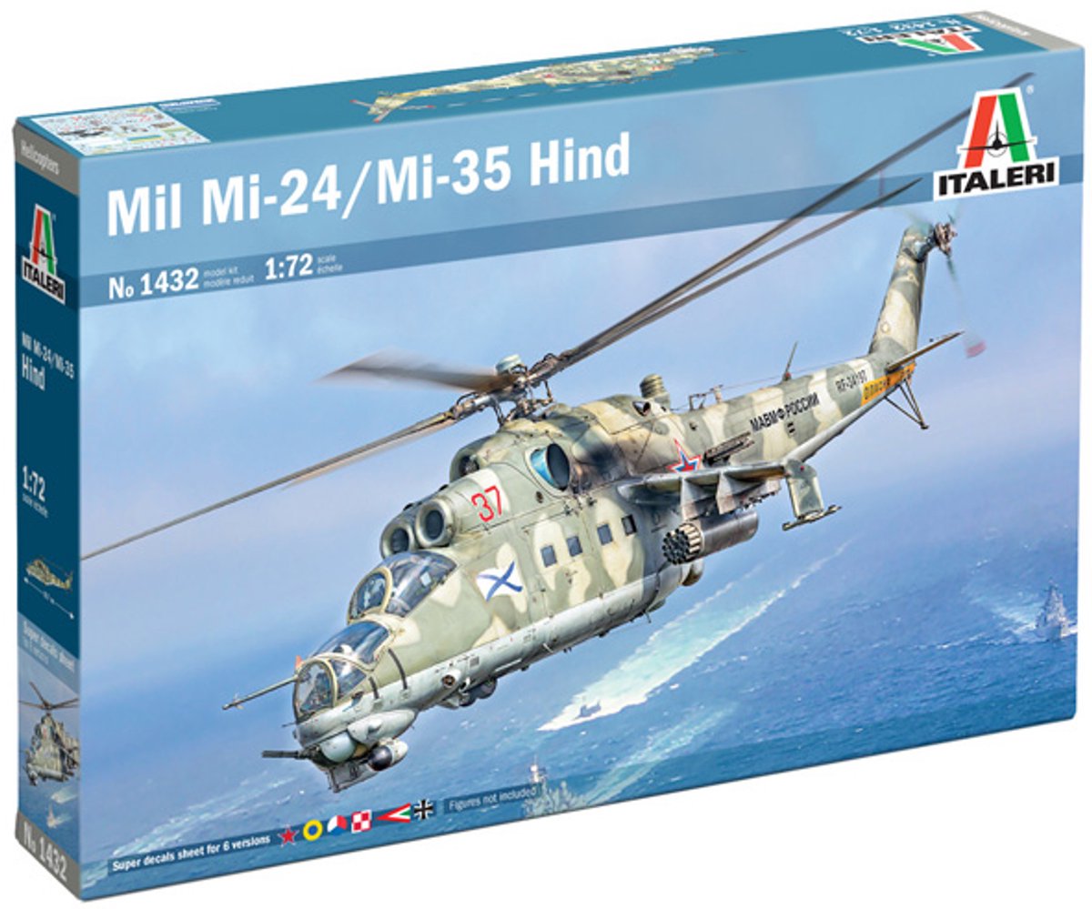 Italeri Modelbouwpakket Vliegtuigen - 1432 Mil Mi-24 / Mi-35 Hind - Russische Gevechtshelikopter - Aanvalshelikopter Plastic - 1:72 -