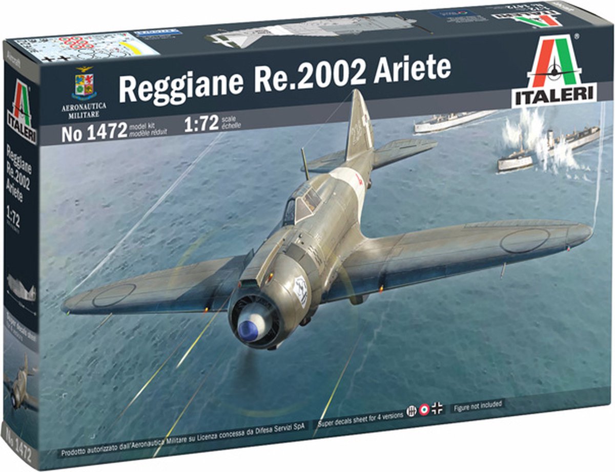 Italeri Modelbouwpakket Vliegtuigen - 1472 Reggiane Re.2002 Ariete - Propeller Vliegtuig Plastic - 1:72 -