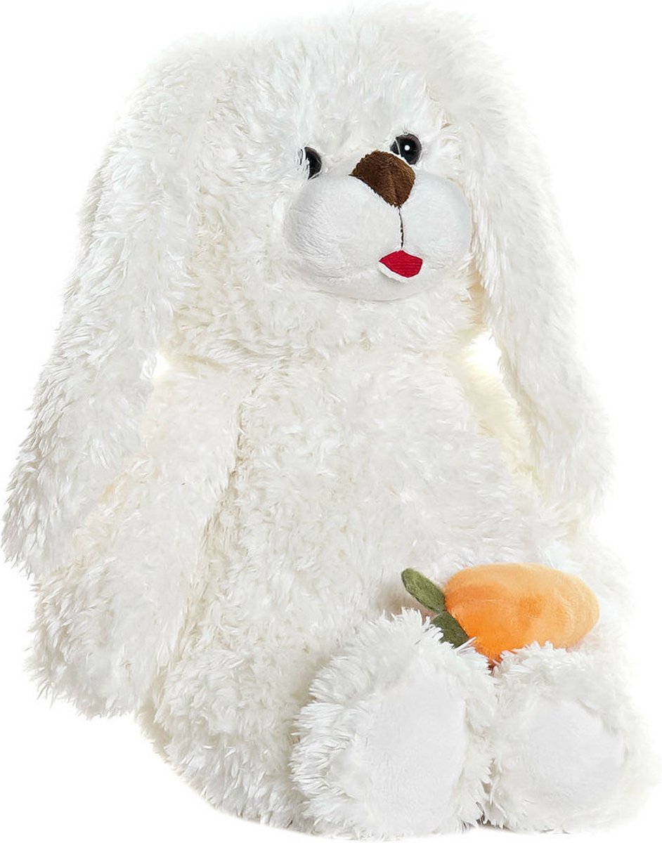 Items speelgoed Konijn/haas knuffeldier van zachte pluche - wit - 28 cm