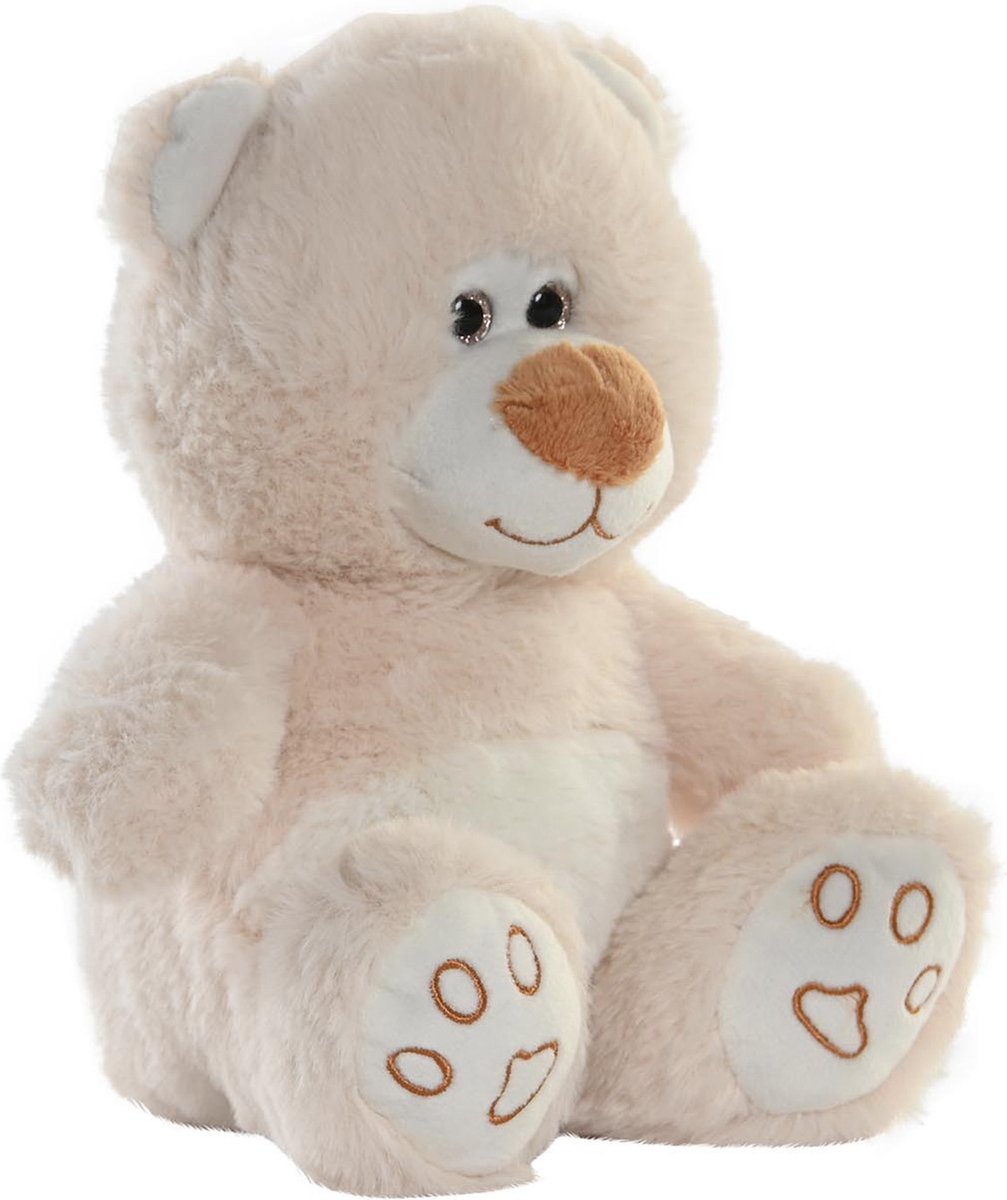 Items speelgoed Teddybeer knuffeldier - zachte pluche - 19 cm zittend - beige