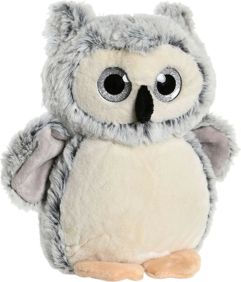 Items speelgoed Uil vogel knuffeldier van zachte pluche - grijs - 20 cm