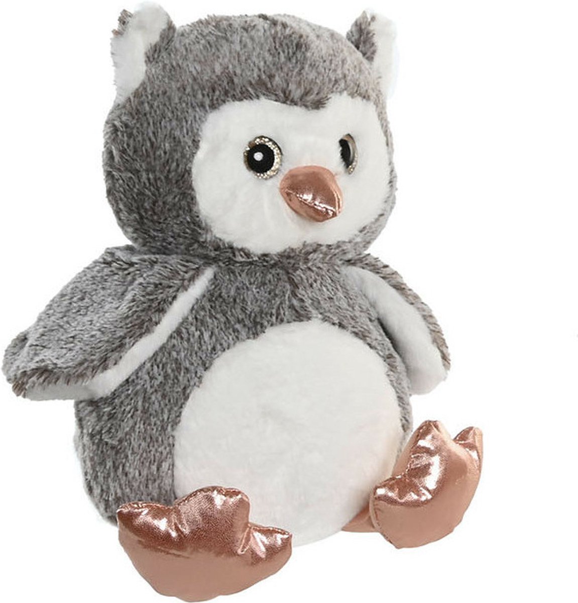 Items speelgoed Uil vogel knuffeldier van zachte pluche - grijs - 23 cm