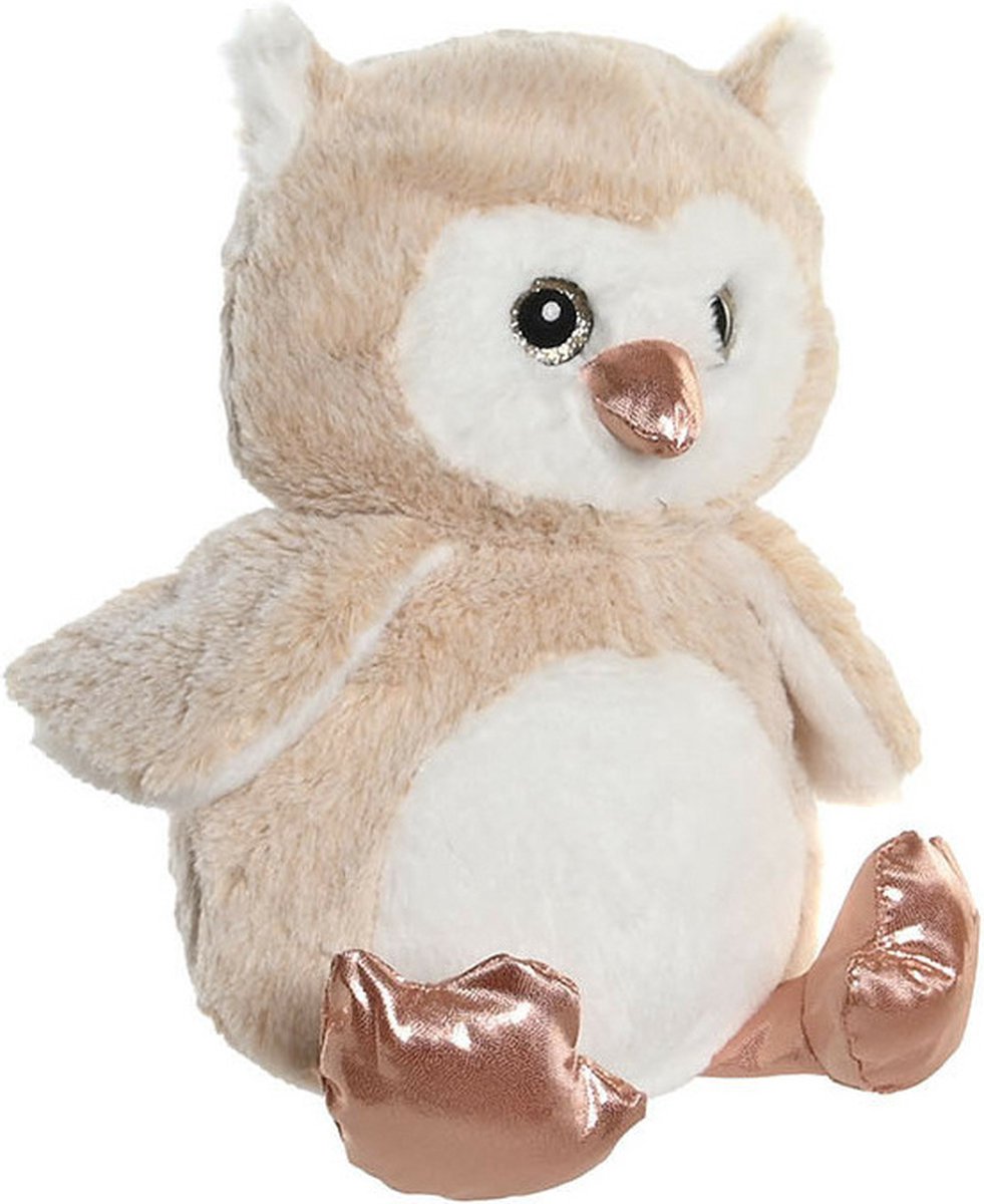 Items speelgoed Uil vogel knuffeldier van zachte pluche - lichtbruin - 23 cm
