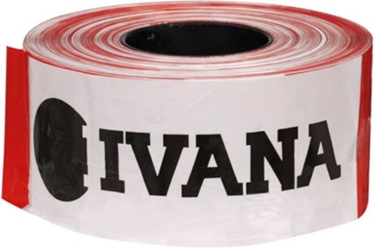 Ivana Afzetlint In Doos Rood - Wit - 500mtr