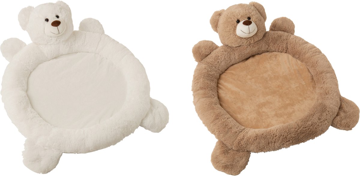 J-Line Speelmat Beer Pluche Wit/Beige Assortiment Van 2