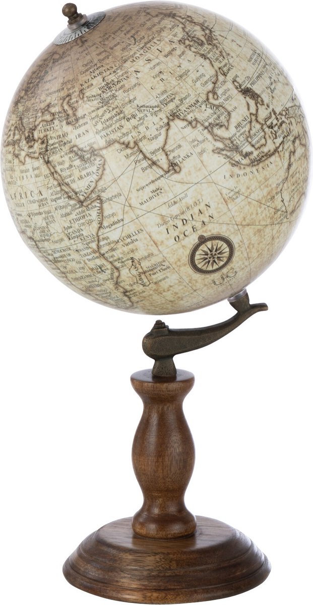   wereldbol Op Voet - hout - beige/bruin