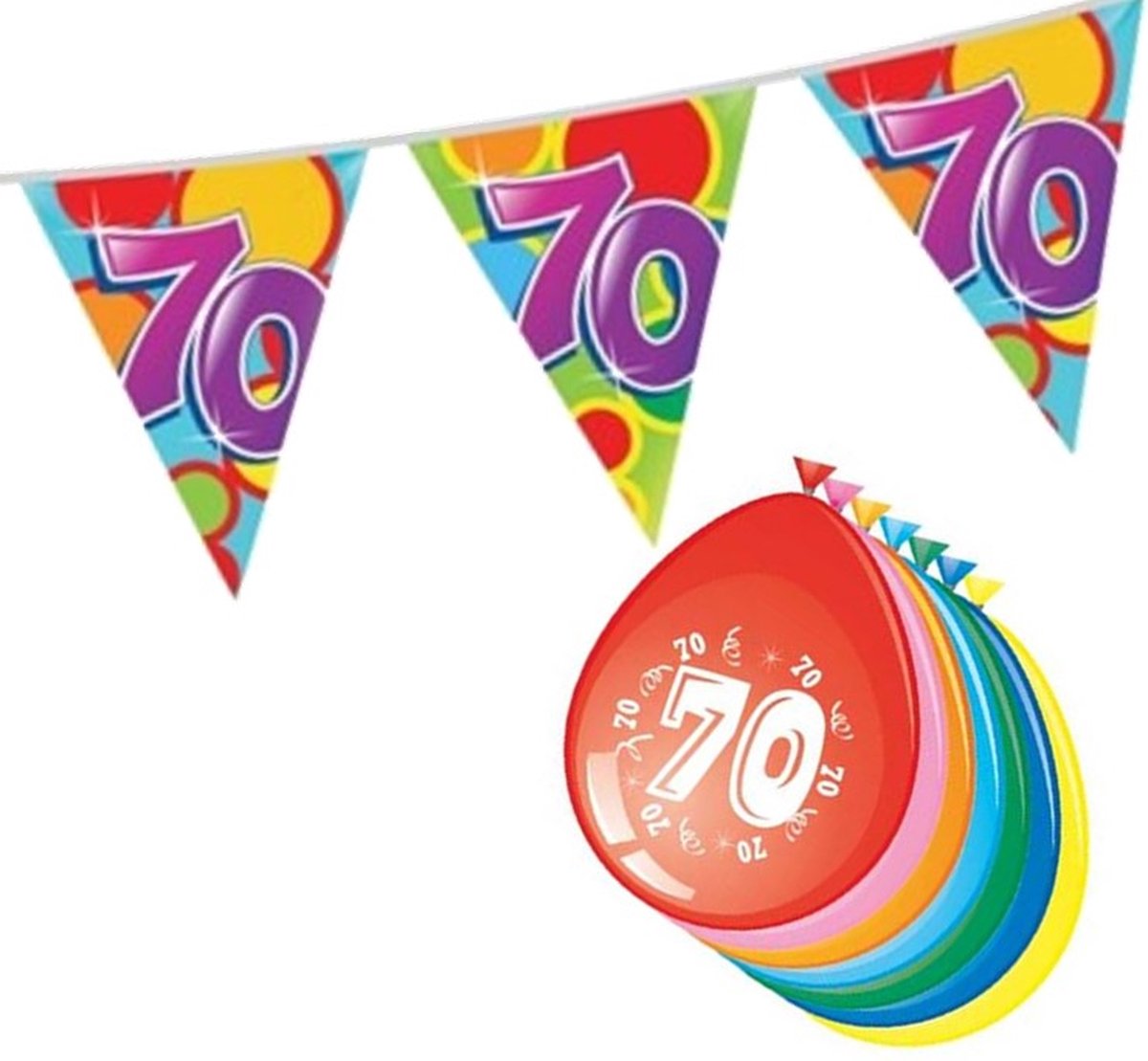 70 jaar feest versiering pakket vlaggenlijn en ballonnen set.