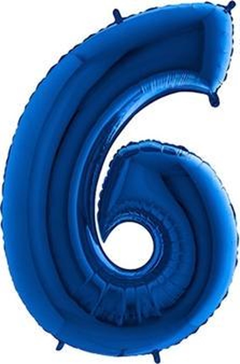 Folieballon cijfer 6 blauw (100cm)