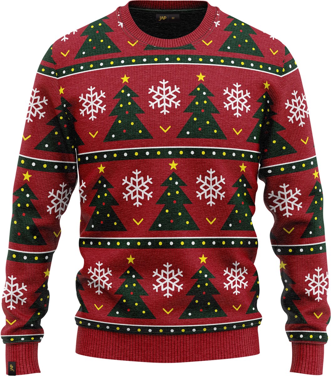 JAP Foute kersttrui - Christmas tree - Kerstcadeau volwassenen - Dames en heren - Kerst - M - Rood
