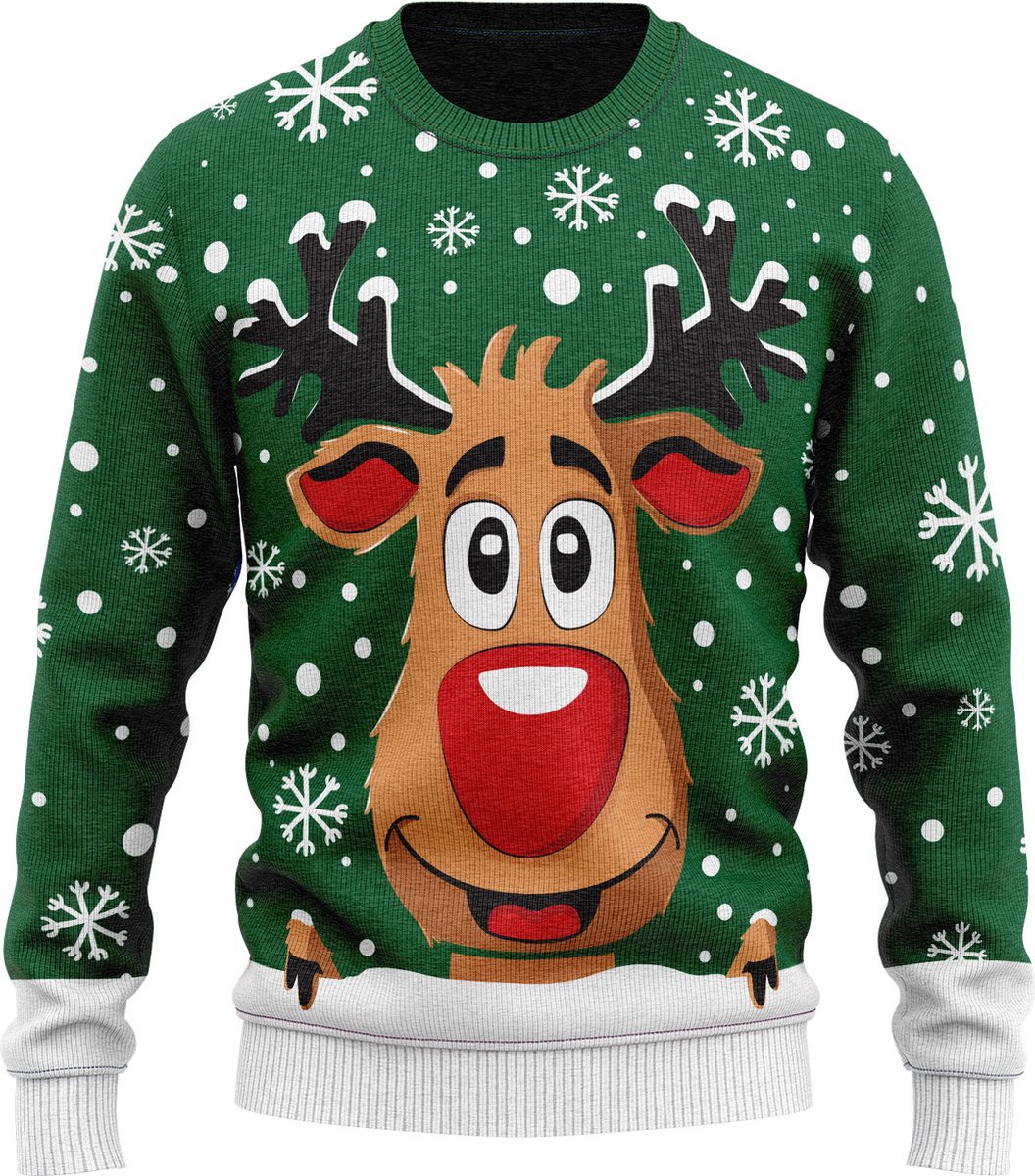 JAP Foute kersttrui - Rudolf het rendier - Kerstcadeau volwassenen - Dames en heren - Kerst - S - Groen