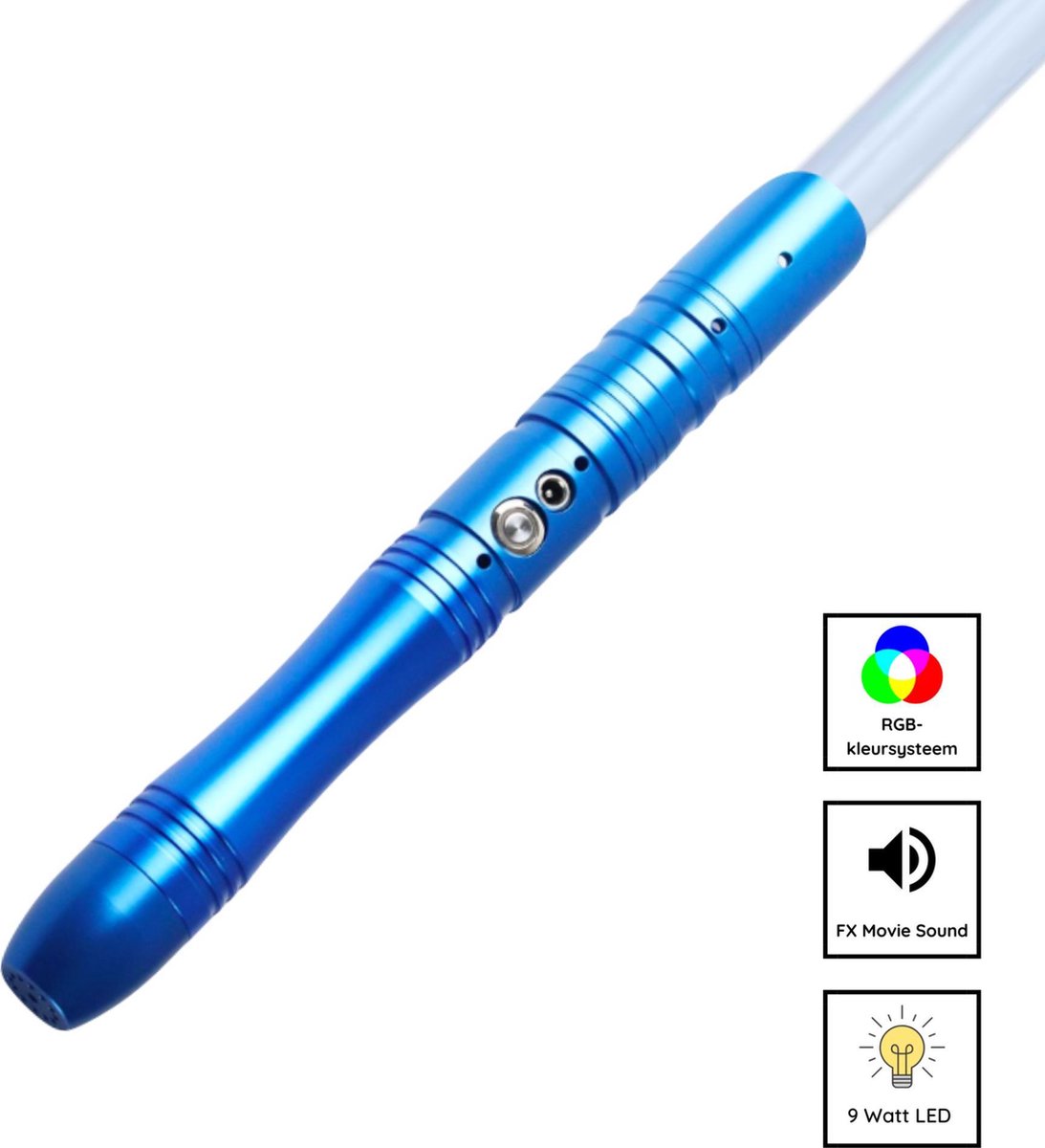 Basic Star Wars Lightsaber met Geluid en RGB kleuren - RGB 11 Kleuren en Geluid - Lightsaber - Lichtzwaard - Star Wars Lichtzwaard - Laser Zwaard - Aluminium Handvat - 114 CM - Blauw