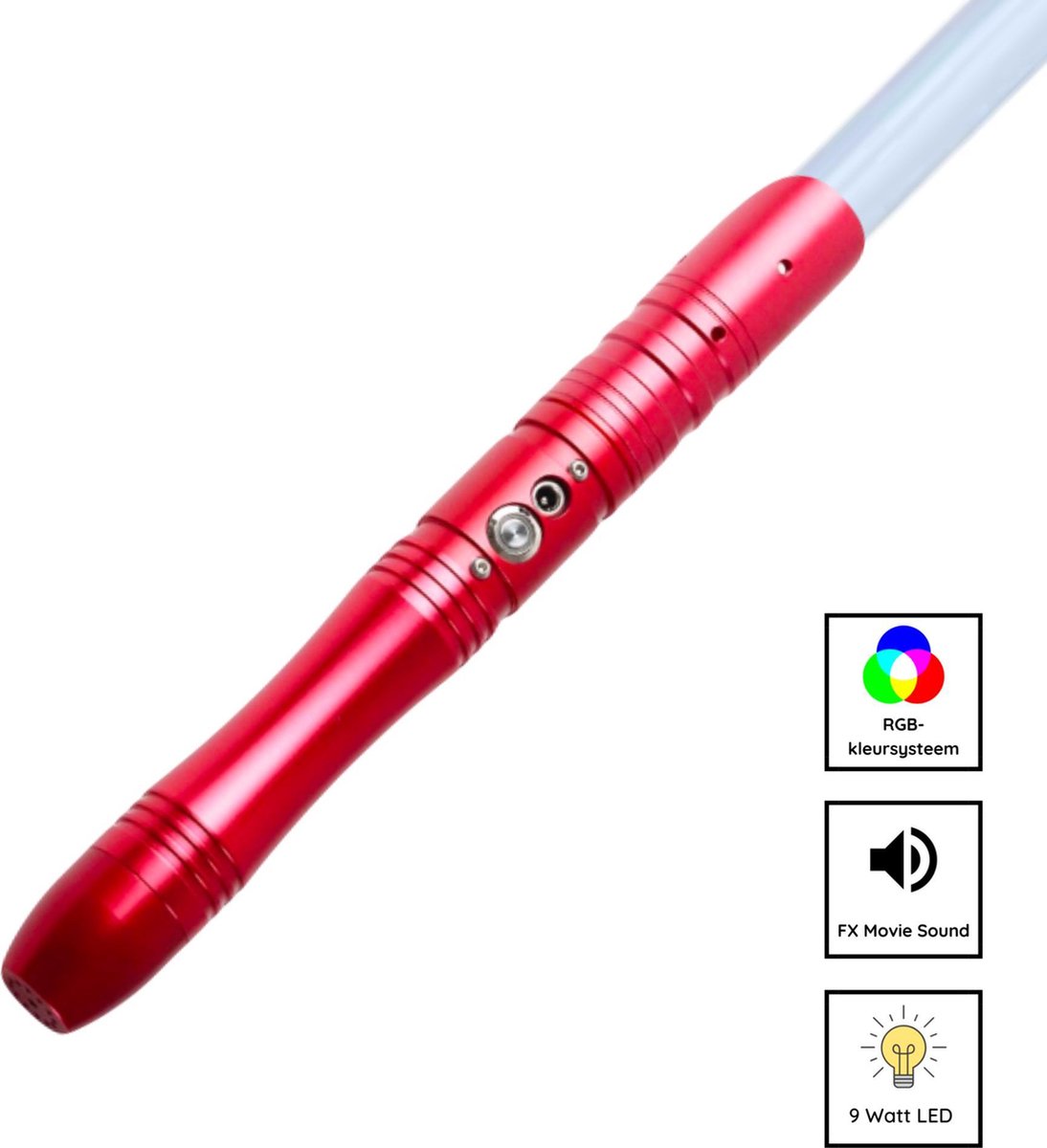 Basic Star Wars Lightsaber met Geluid en RGB kleuren - RGB 11 Kleuren en Geluid - Lightsaber - Lichtzwaard - Star Wars Lichtzwaard - Laser Zwaard - Aluminium Handvat - 114 CM - Rood