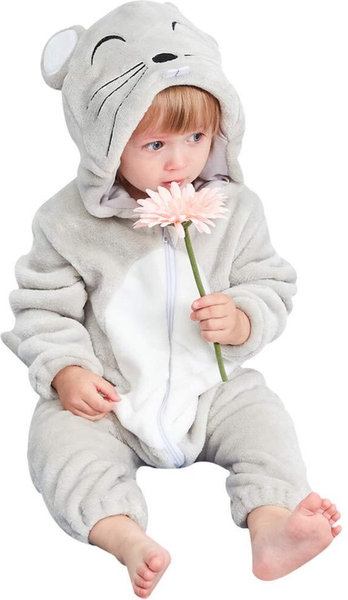 JAXY Baby Onesie - Baby Rompertjes - Baby Pyjama - Baby Pakje - Baby Verkleedkleding - Baby Kostuum - Baby Winterpak - Baby Romper - Baby Skipak - Baby Carnavalskleding - 12-18 Maanden - Muis