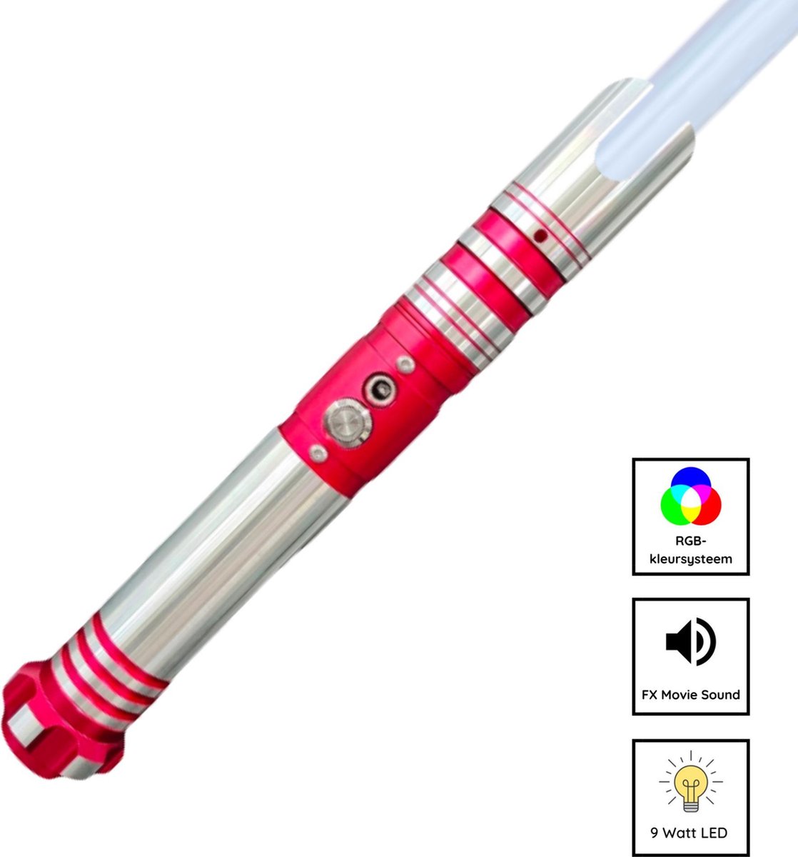 Relentless Star Wars Lightsaber - RGB 11 Kleuren en Geluid - Lightsaber - Lichtzwaard - Laser Zwaard - Star Wars Lichtzwaard - Aluminium Handvat - 114 CM - Rood