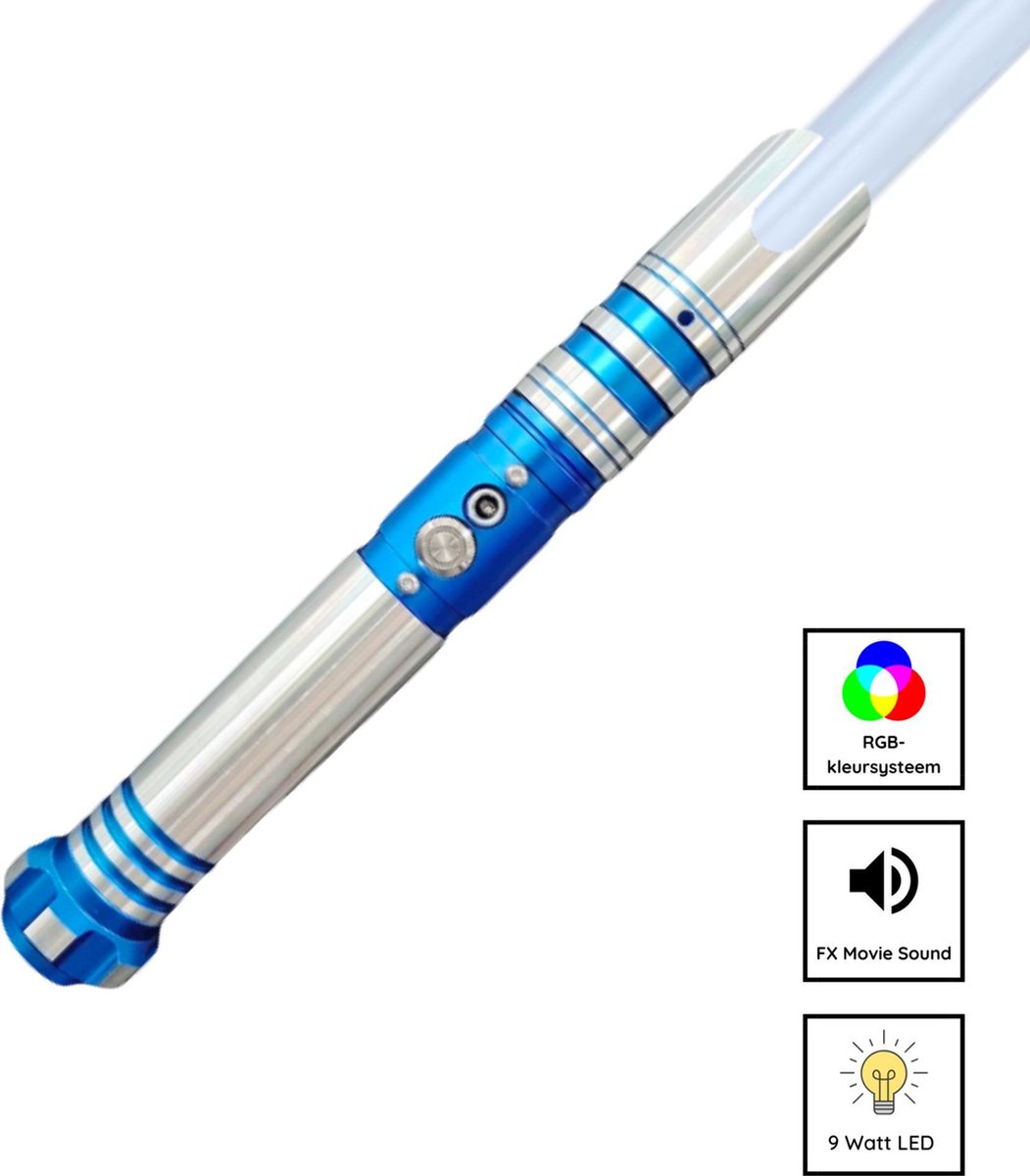 Relentless Star Wars Lightsaber - RGB 11 Kleuren en Geluid - Lightsaber - Lichtzwaard - Star Wars Lichtzwaard - Laser Zwaard - Aluminium Handvat - 114 CM - Blauw