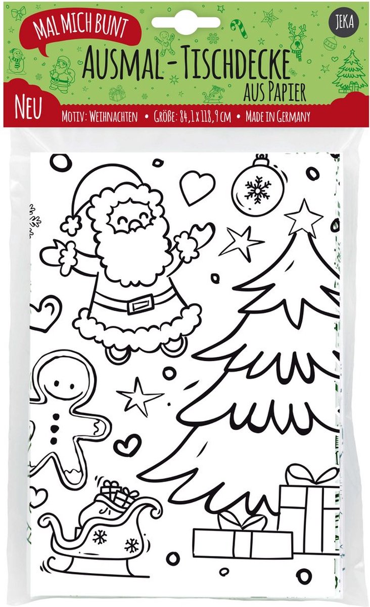 Kleurbaar Tafelkeed - Kleurplaat XL - Tafelkeurplaat - Inkleuren - Kerst - Christmas - Kertboom Kestman - Ren dier - Kerst man - Kertbal - Kleurkleed - Kerst cado - Kleur plaat Tekening Versiering Kleuren