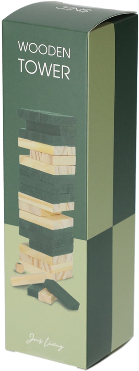 Houten Toren Spel - Groen - Reiseditie, JENS Living