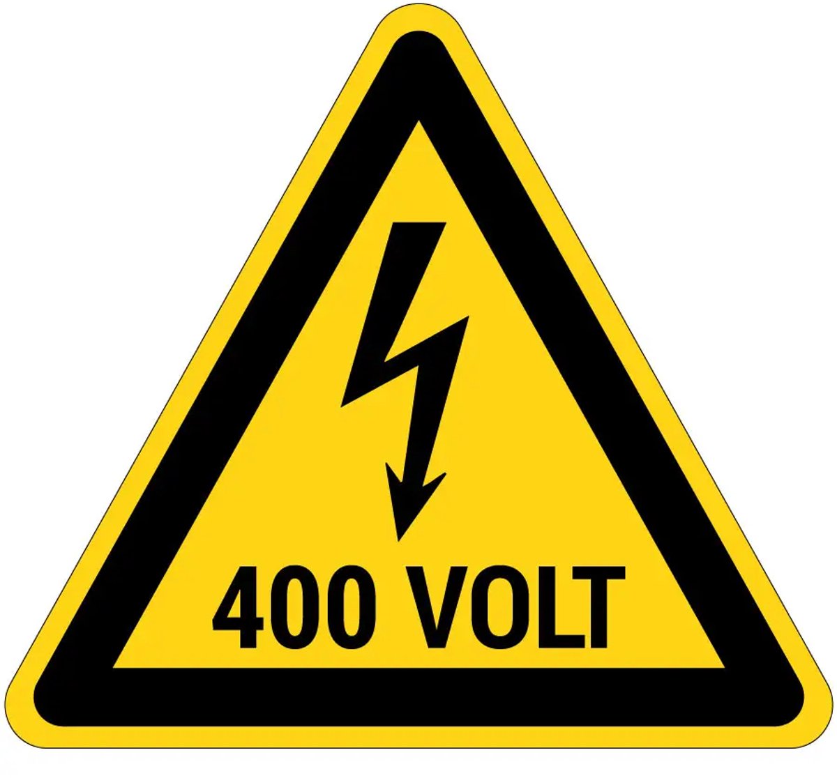 400 volt elektrische spanning waarschuwingssticker - 20 cm
