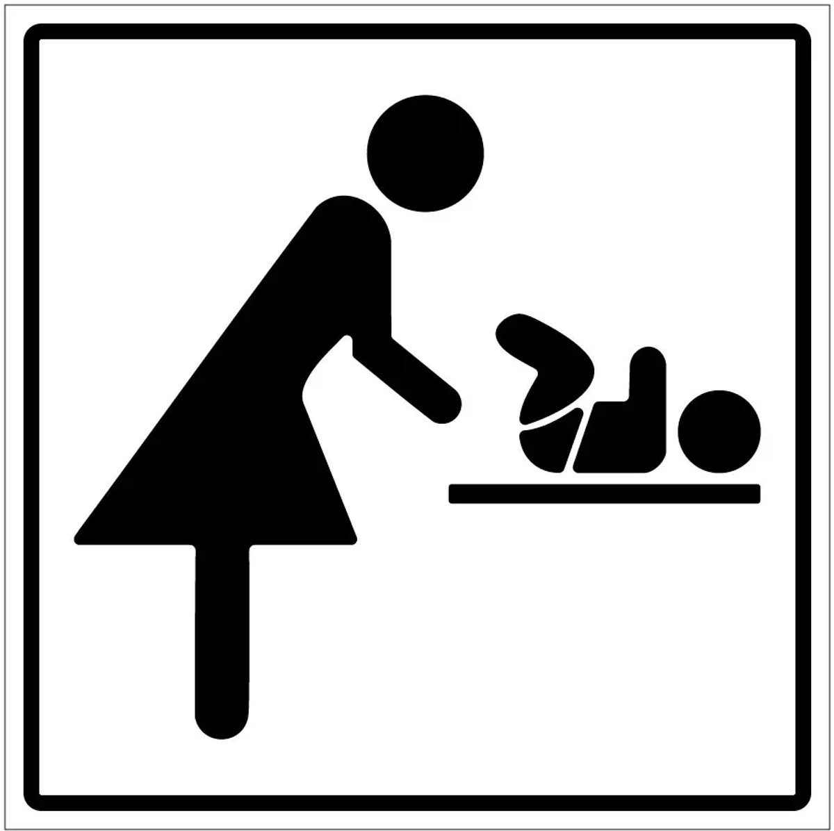 Baby verschoonplaats sticker - 15 x 15 cm