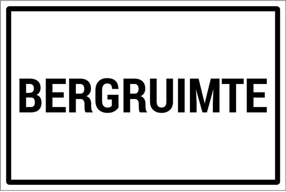 Bergruimte sticker - 18 x 12 cm