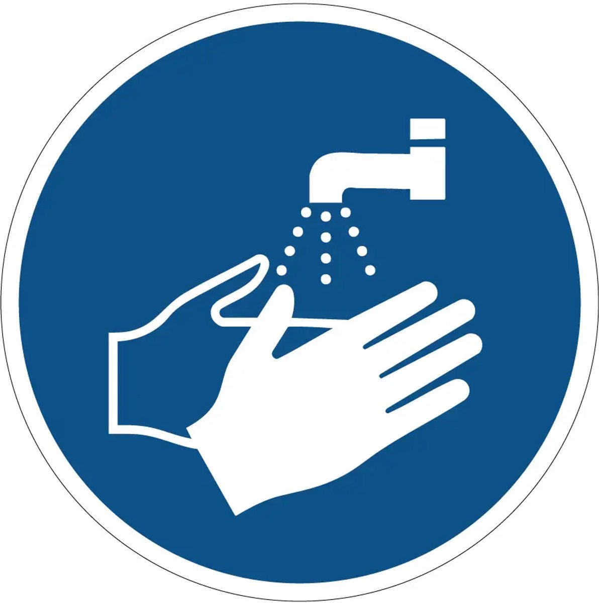 Handen wassen verplicht gebodssticker - M011 - 10 cm