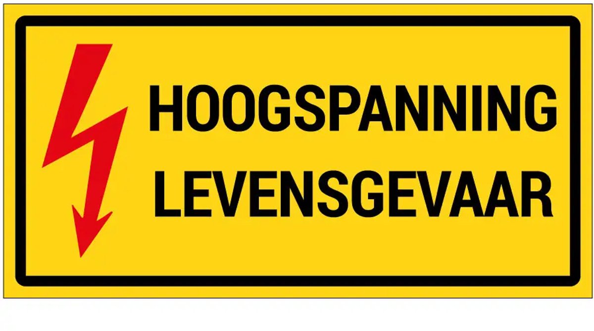 Hoogspanning levensgevaar sticker - 20 x 10 cm