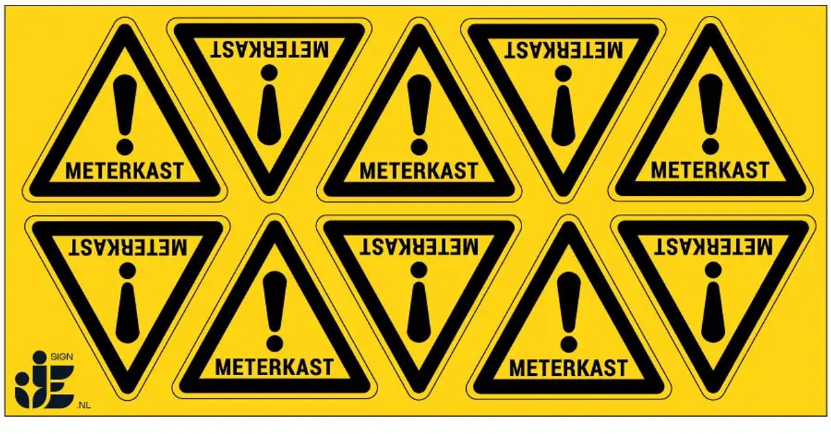 Meterkast waarschuwingssticker - 5 cm - 10 stuks per vel