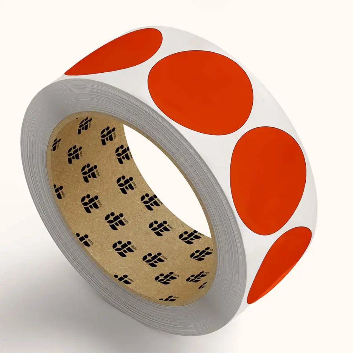 Oranje stickers op rol - rond - 5 cm - 477 stickers per rol