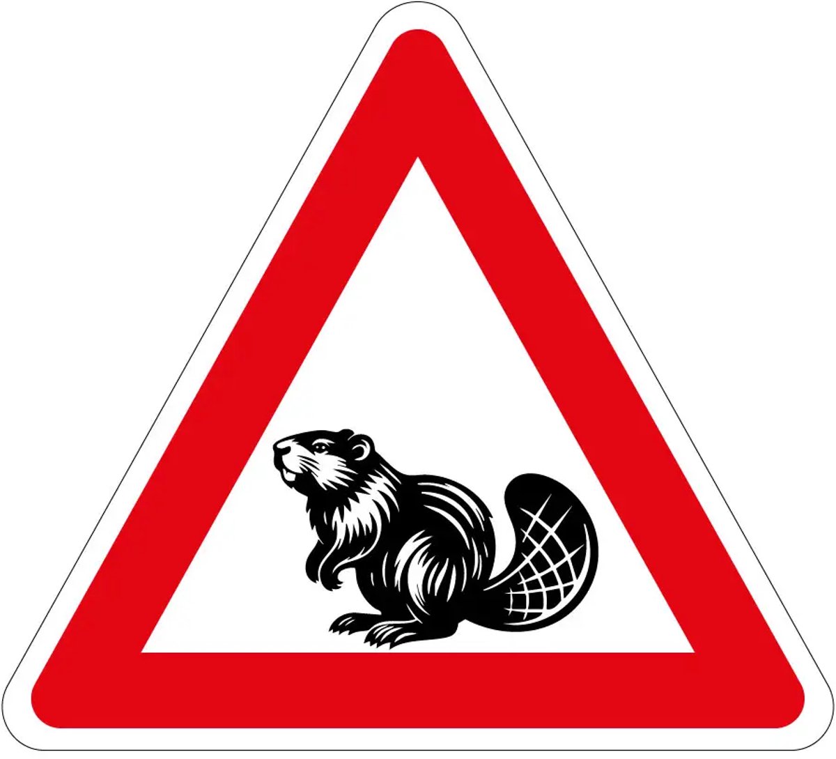 Pas op overstekende bevers sticker - 30 cm