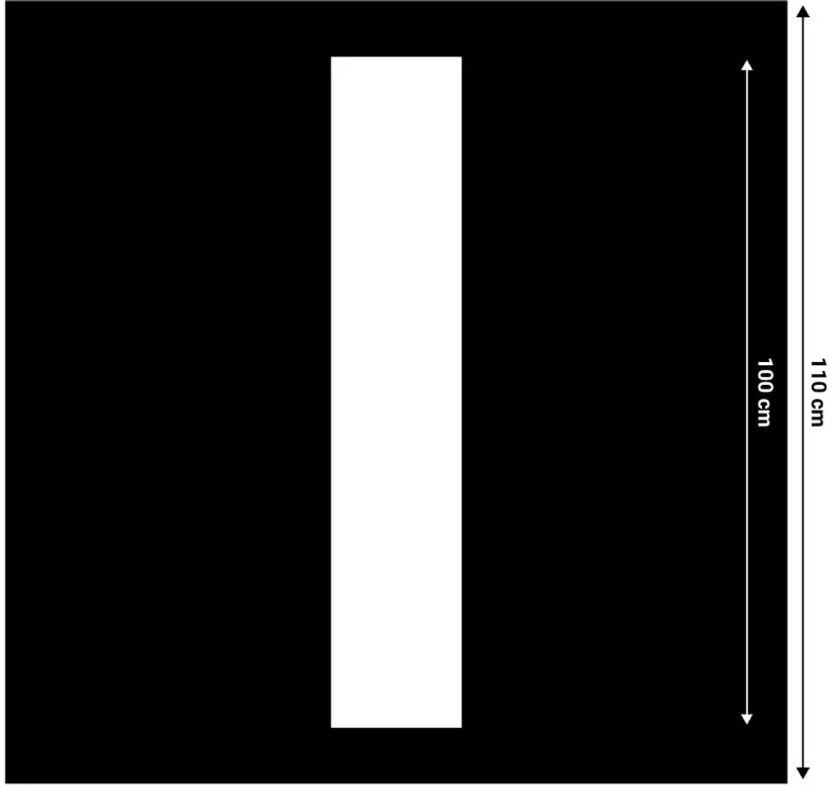 Spuitsjabloon letter I - dibond materiaal - zwart met uitsparing - 110 x 110 cm