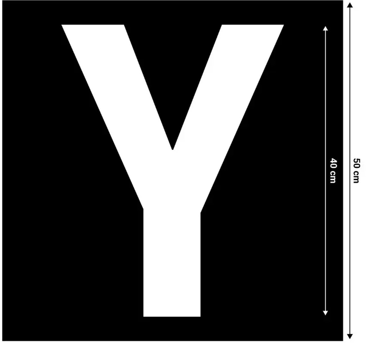 Spuitsjabloon letter Y - dibond materiaal - zwart met uitsparing - 50 x 50 cm