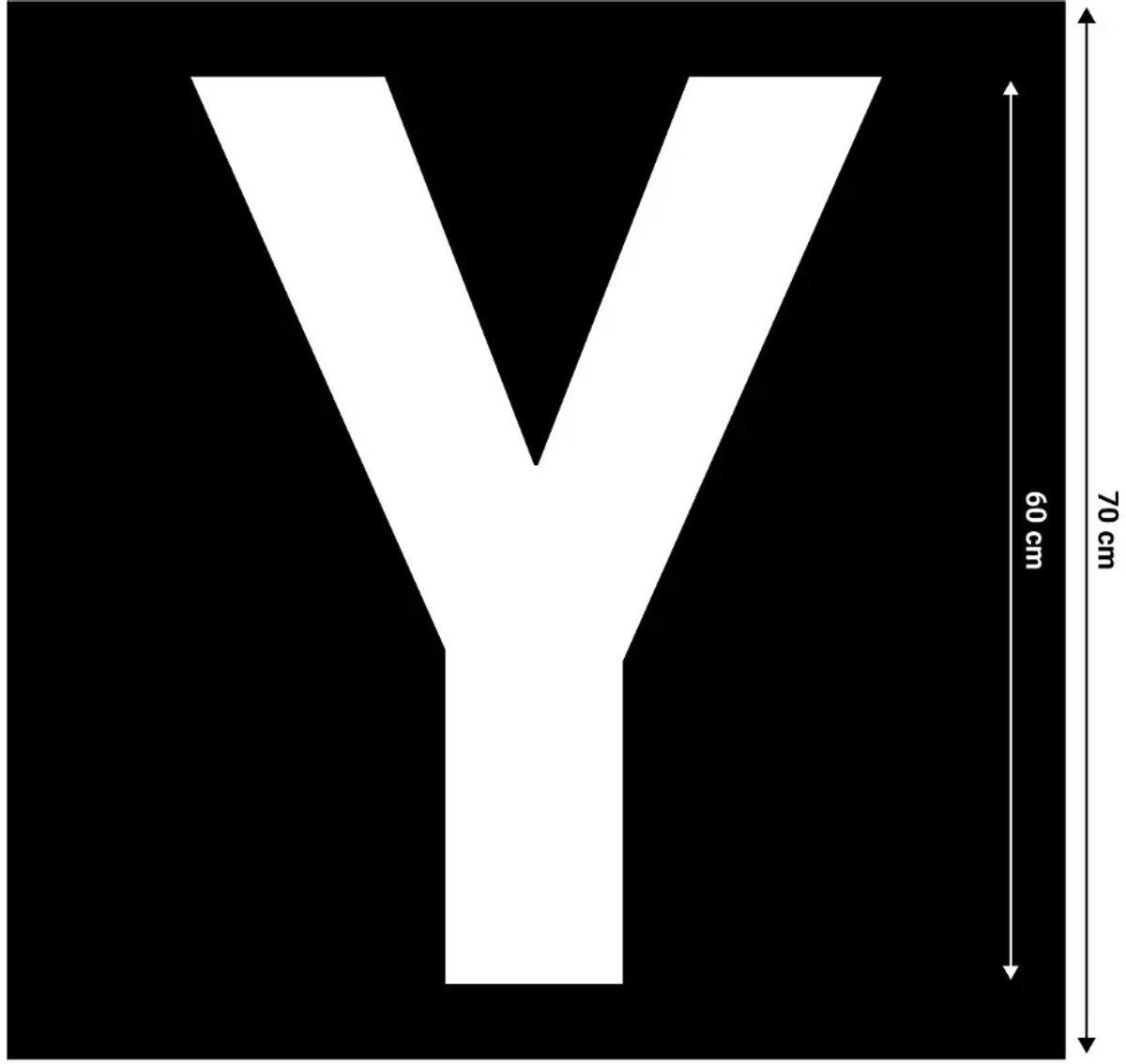 Spuitsjabloon letter Y - dibond materiaal - zwart met uitsparing - 70 x 70 cm