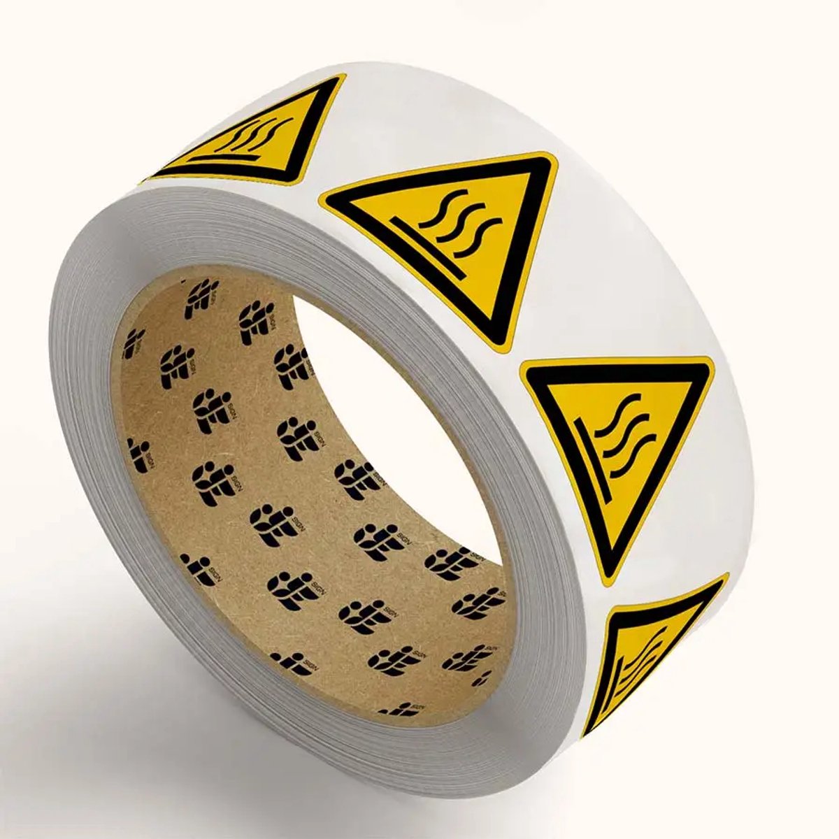 Warm oppervlak waarschuwingsstickers op rol - W017 - 2,5 cm - 901 stickers per rol