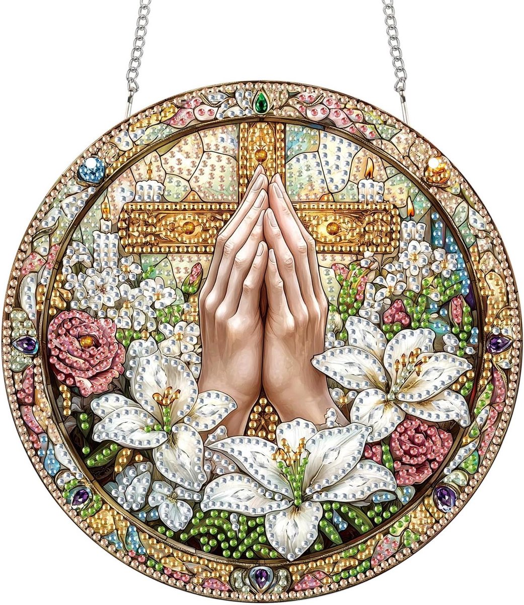 Allecto Plus - Diamant Schilderij Set voor Volwassenen - 20x20cm Kruizen Acryl Boord Dubbelzijdig Patroon - DIY Kristal Kunst voor Thuisdecoratie