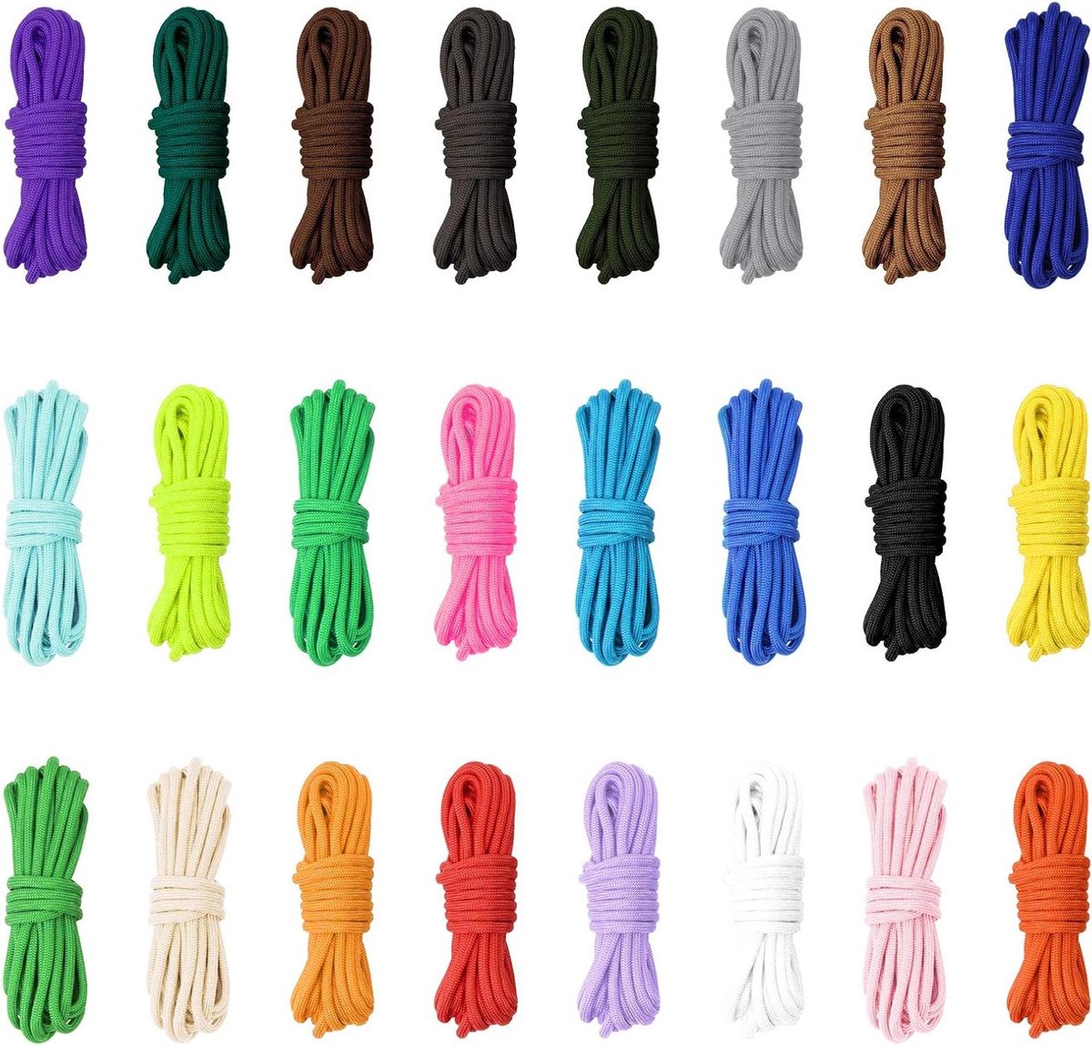 JGS Premium - 24 rollen 3 meter Multifunctioneel paracord koord 4mm - 550lb overleving en crafting set met 7 strand snoer - tent touw voor outdoor survival - willekeurige combo.