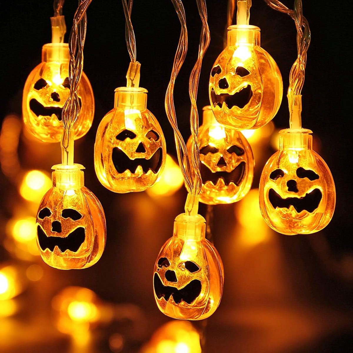 JGS Premium - 3D Halloween Snoer met Pompoen Ontwerp en 30 Leds voor Feestdecoratie - Binnenverlichting Werkt op Batterijen - Geschikt voor Kerst, Carnaval en Cosplay - Warm Wit - 75 characters