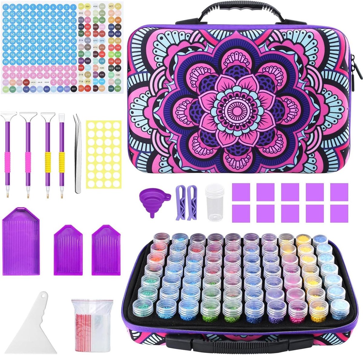 JGS Premium - Accessoires voor 5D Diamond Painting - 70 Stuks Diamant Schilderij Opbergdoos - Diamant Schilderij Organizer voor Kerstkaarten Zaden Sieraden - DIY Knutselen Cadeau Idee