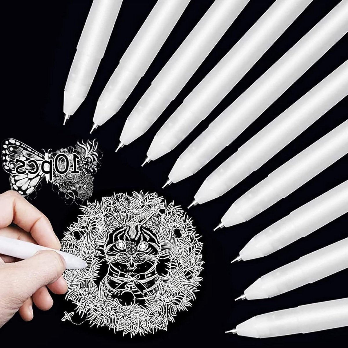 JGS Premium - Gel Pennen Wit met stipgroottes: 0.8mm voor Kunst, Markeringen en Highlight Tekenen