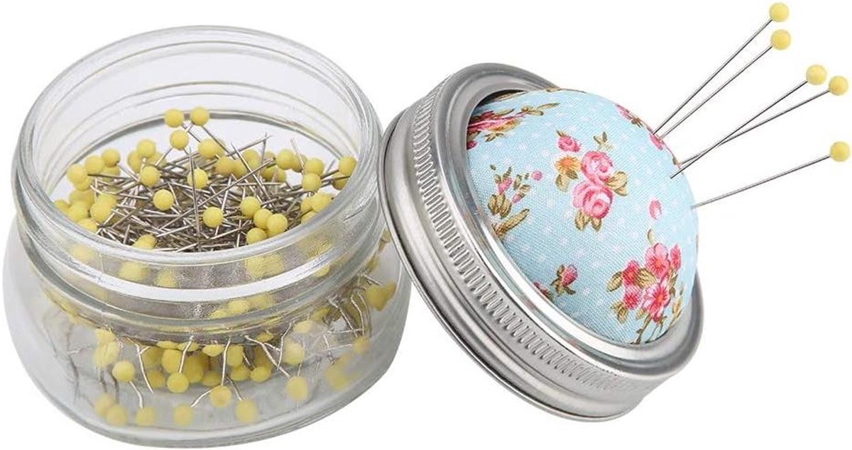 JGS Premium - Glas Naai Kussen Set met 200 Grote Kopspelden - Ronde Parel Pins - Huisdecoratie en Bruidsgebruik - Naaiaccessoires
