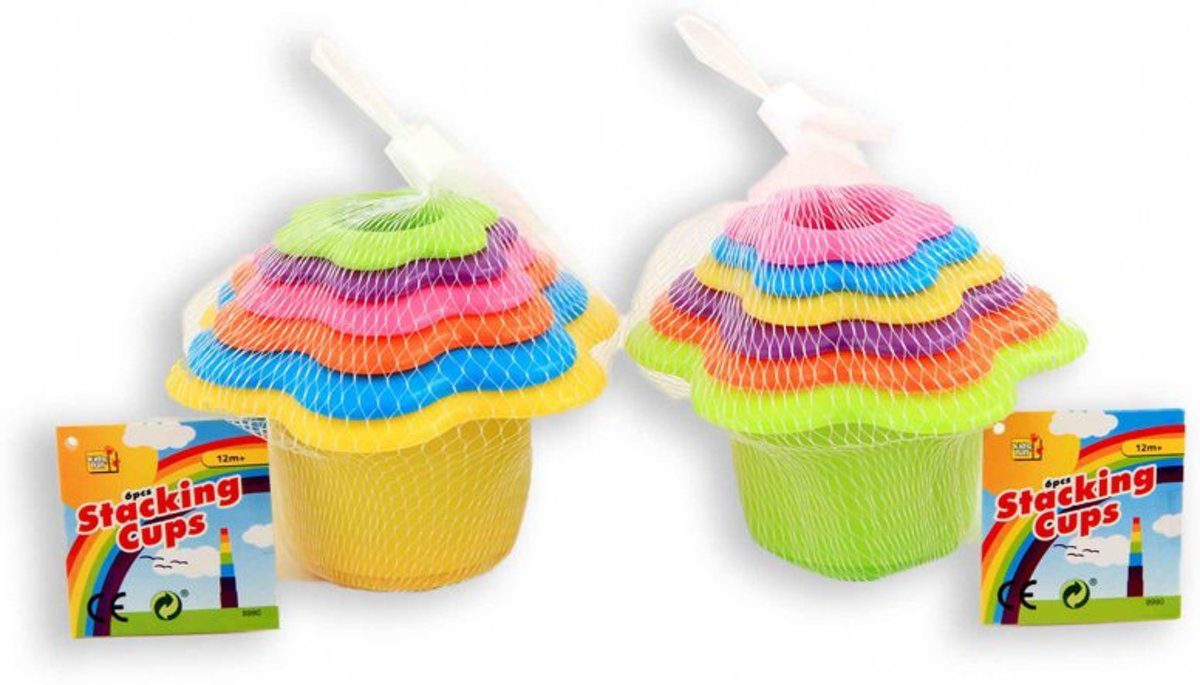 Stapelbeker bloem 6 delig in net