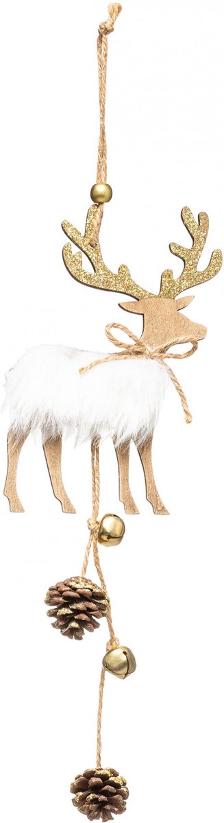 JJA - Houten hangdecoratie met rendier 28 cm