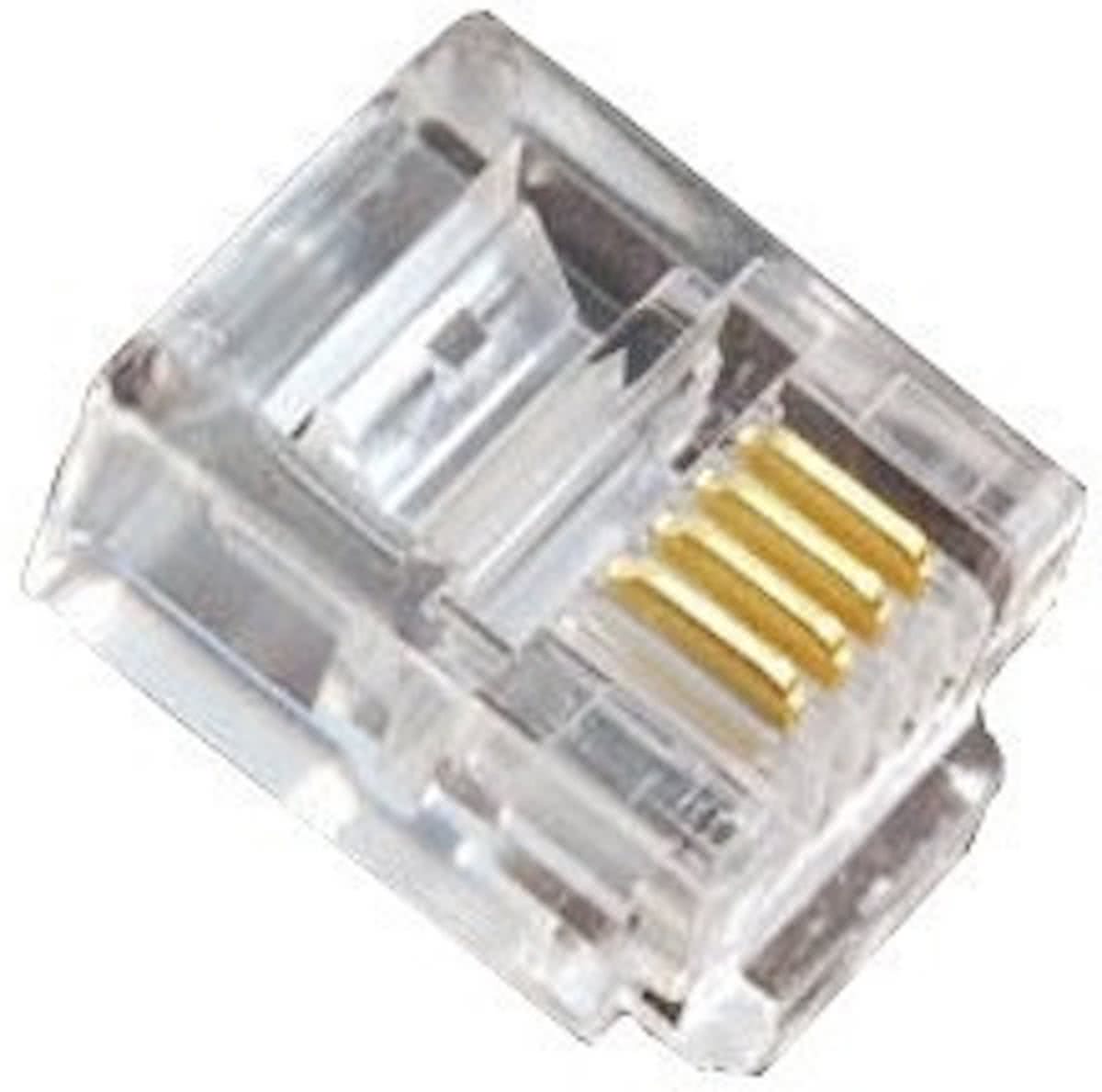 Modulaire 6 pins telefoon connector (6p/4c) RJ11 10 stuks.