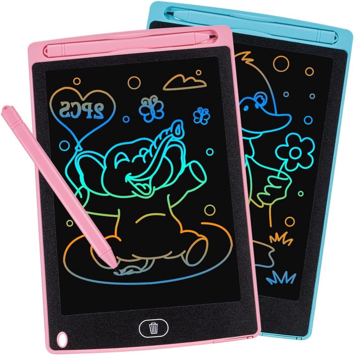 LCD-schrijfbord   Display 2 stuks 8,5 inch milieuvriendelijk helder kleurrijk letterblok educatief speelgoed cadeau voor kinderen van 3-6 jaar oud (2 stuks)