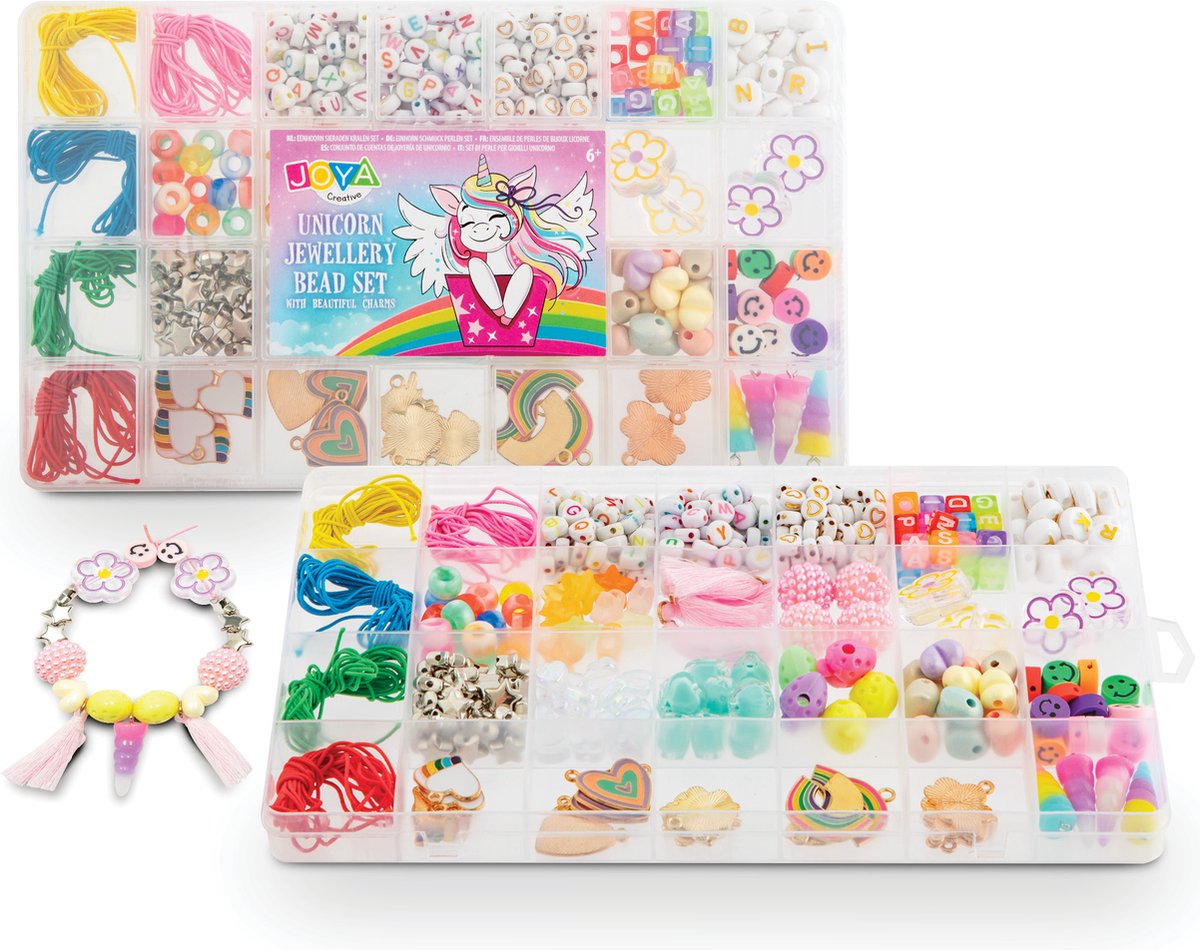 Joya Creative Unicorn Sieraden Maken Meisjes - Sieraden Knutselpakket - Speelgoed Modepakketten voor Kinderen - DIY Sieradenpakket met Kralen en Bedels - Unicorn Knutselen Creatief Speelgoed