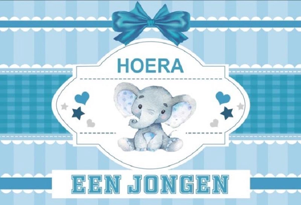 Geboorte - Hoera een jongen - Versiering - Raam - Wanddoek - Banner van Polyester - 1.50 meter (Breed) x 1.00 meter (Hoog)