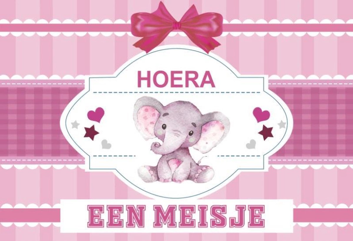 Geboorte - Hoera een meisje - Versiering - Raam -  Wanddoek - Banner van Polyester - 1.50 meter (Breed) x 1.00 meter (Hoog)