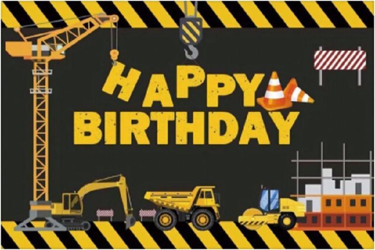 Verjaardag - Versiering - Wanddoek - Banner van Polyester - 120cm (Breed) x 80cm (Hoog) - Bouw