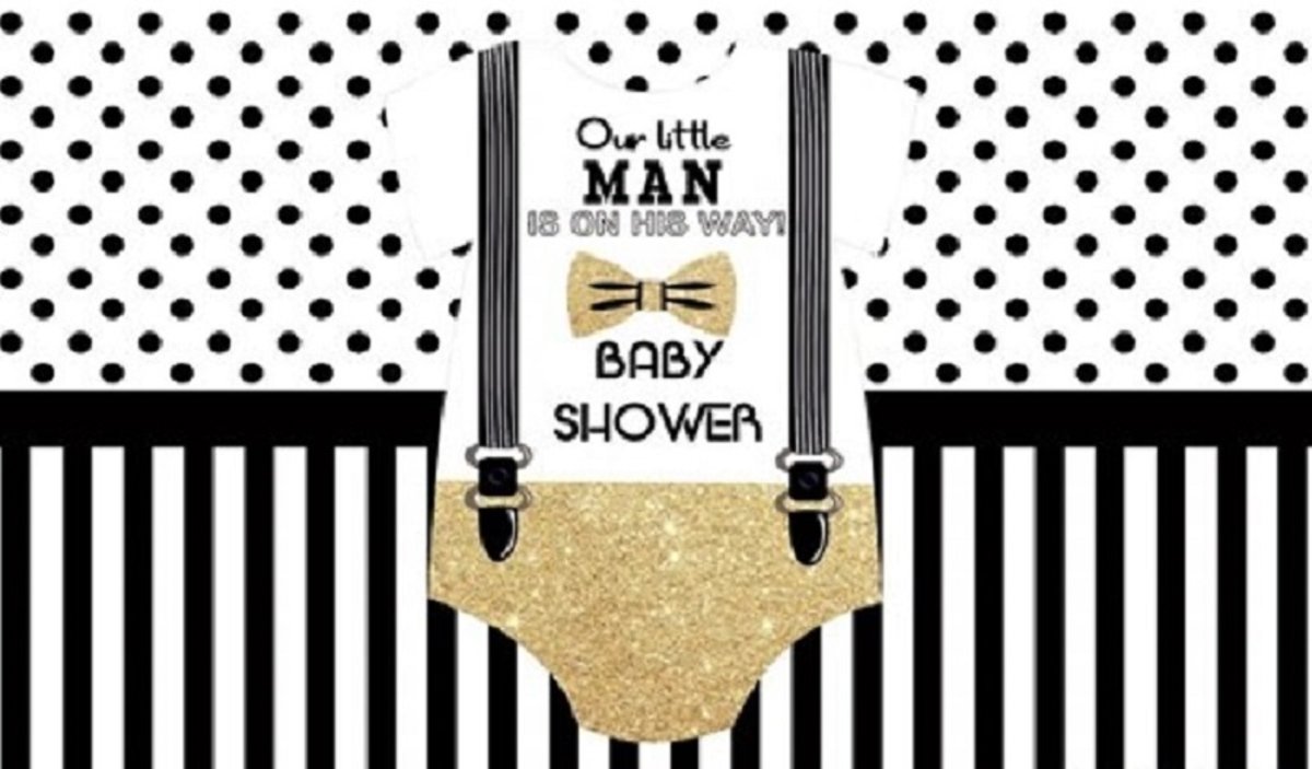 Versiering - Babyshower - Our Little Man Is On His way - 120cm(b)x80cm(h) - Wand/Raamdecoratie -  Polyester